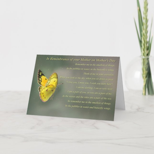 Carte Fête des mères Souvenir Spirituel avec papillon (Devant)