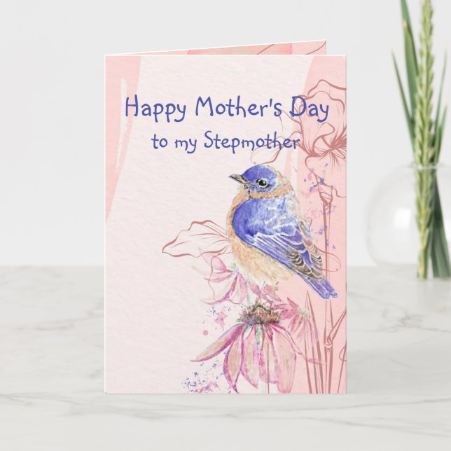 Carte Fête des mères Stepmère Bluebird Garden Bird (Devant)