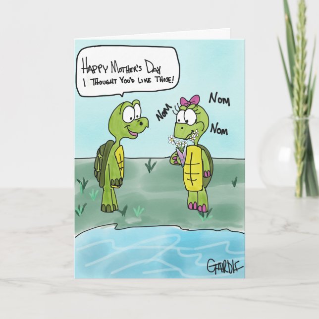 Carte Fête des Mères Tortue aime sa mère (Devant)