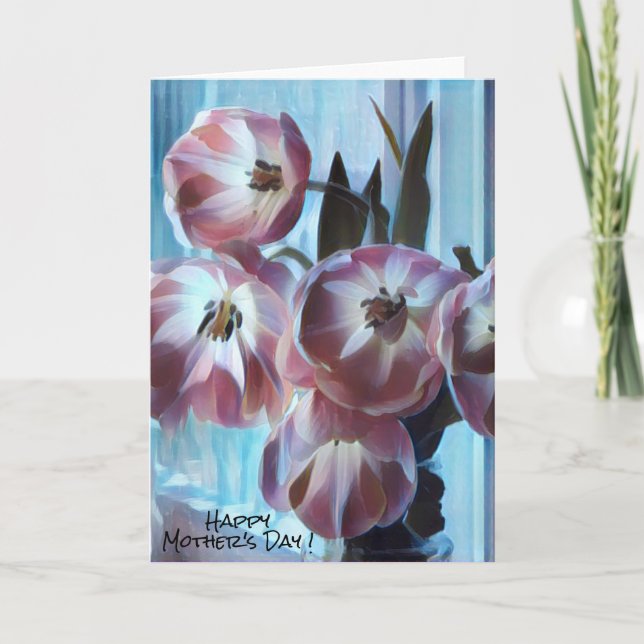 Carte Fête des mères tulipes roses (Devant)