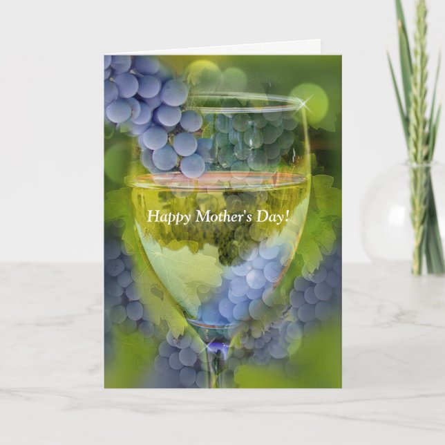 Carte Fête des Mères Vin Humour Joli Vin Verre (Devant)