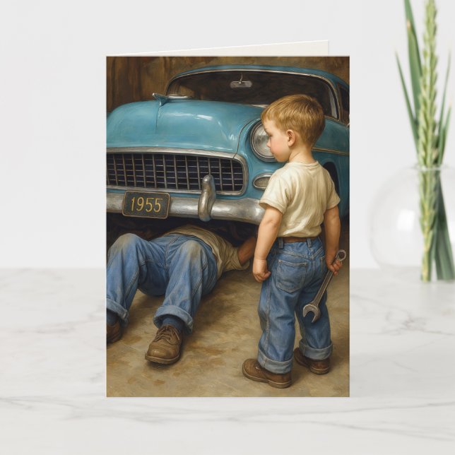 Carte Fête des pères 1955 Chevy and Boy (Devant)