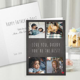 Carte Fête des pères 4 photo collage Aimez-vous papa gri
