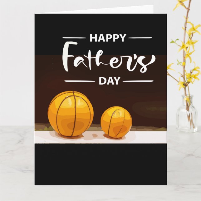 Carte Fête des pères au basket papa noir (Fleur jaune)