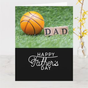 Carte Fête des Pères au basketball sur vert pour Papa