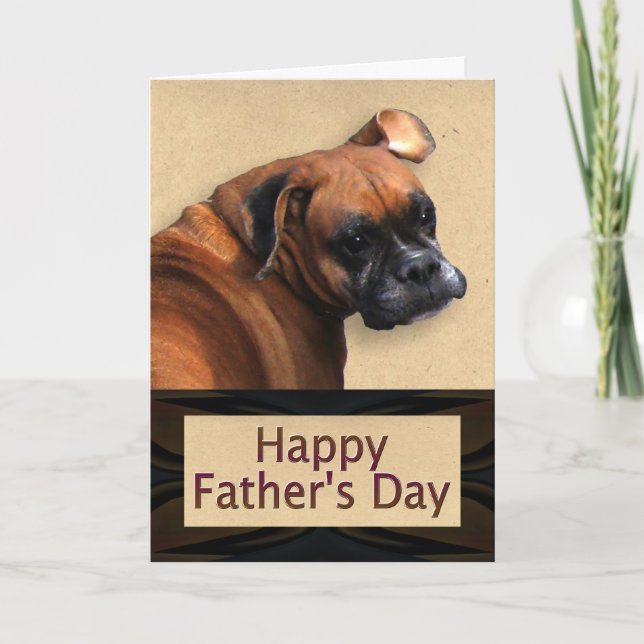 Carte Fête des pères avec chien de boxe (Devant)
