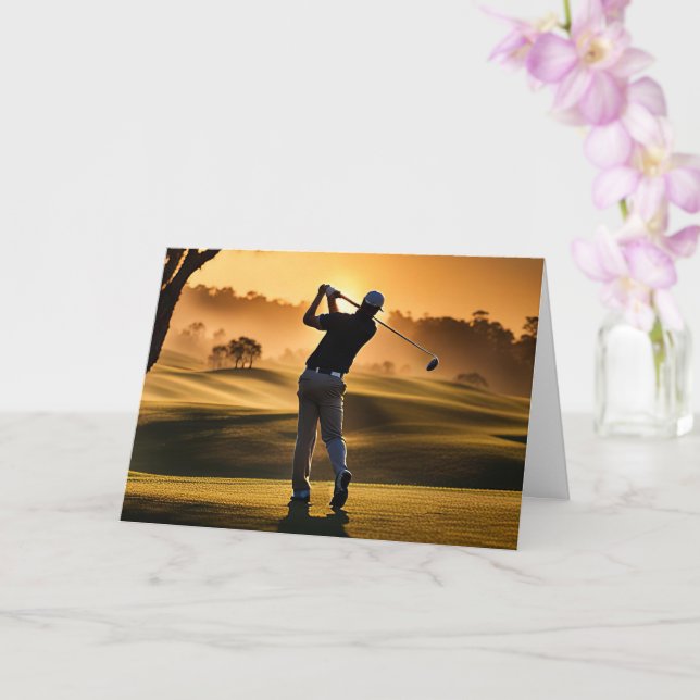 Carte Fête des pères avec Golfeur sur terrain de golf Sw (Orchidée)