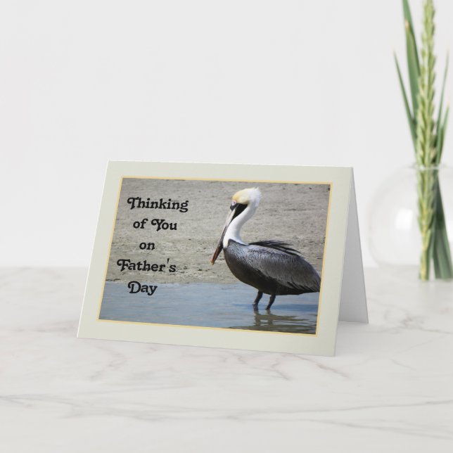 Carte fête des pères avec un oiseau pélican Brown (Devant)