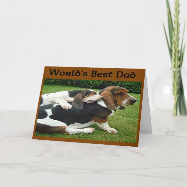 Carte Fête des pères Basset pèse le meilleur père du mon (Devant)
