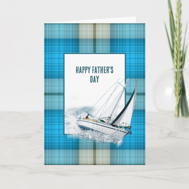 Carte Fête des pères Bateau À Voile Sur Plaid (Devant)