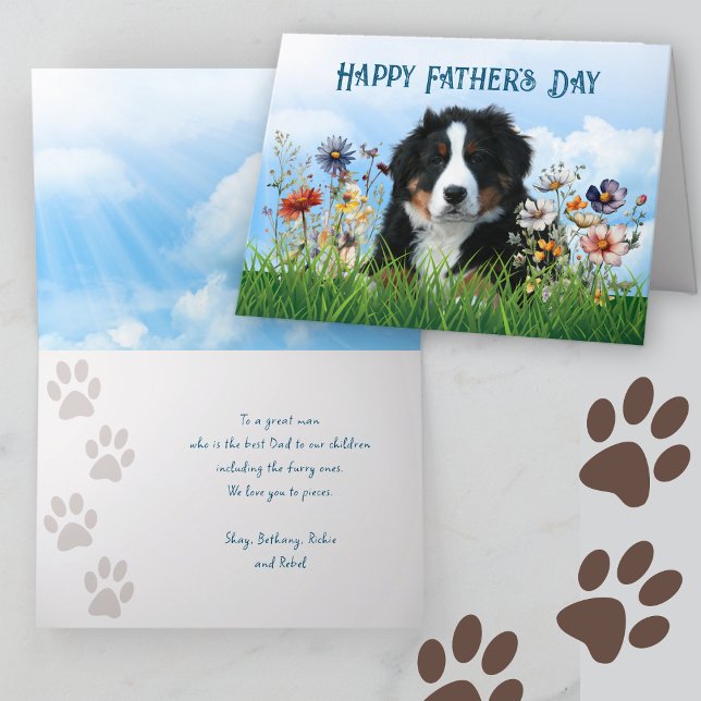 Carte Fête des pères Bernese Mountain Dog De Famille (Créateur téléchargé)