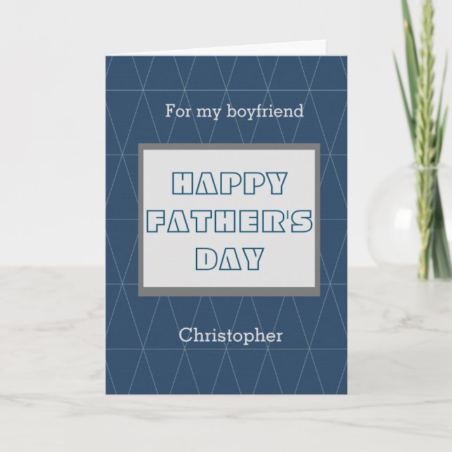 Carte Fête des pères bleu et gris pour mon copain (Devant)
