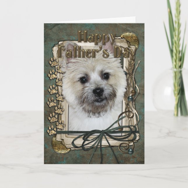 Carte Fête des pères - cairn Terrier - ours de nounours (Devant)