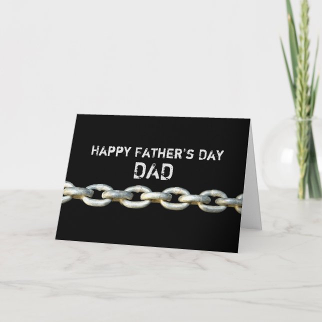 CARTE FÊTE DES PÈRES - CHAÎNES LOURDES - PAPA - NOIR/MÉT (Devant)
