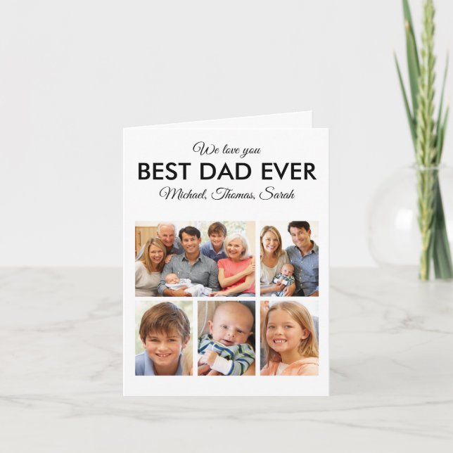 Carte Fête des pères Collage photo de meilleur papa (Devant)