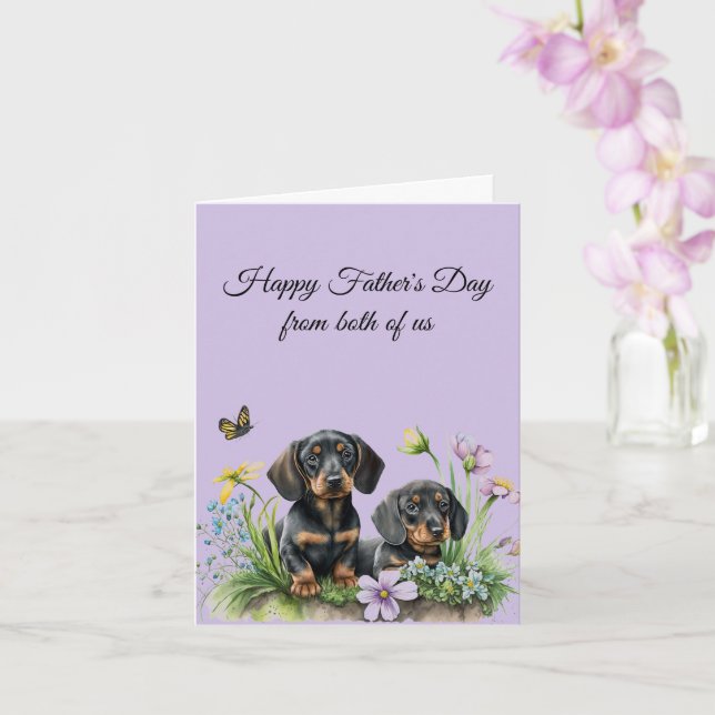 Carte Fête des pères Dachshund de nous deux (Orchidée)