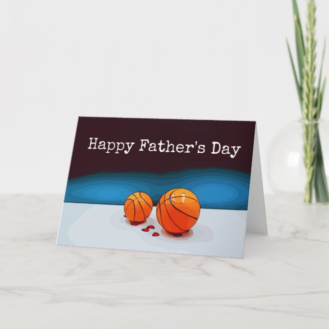 Carte Fête des pères de basket-ball père et son aquarell (Devant)