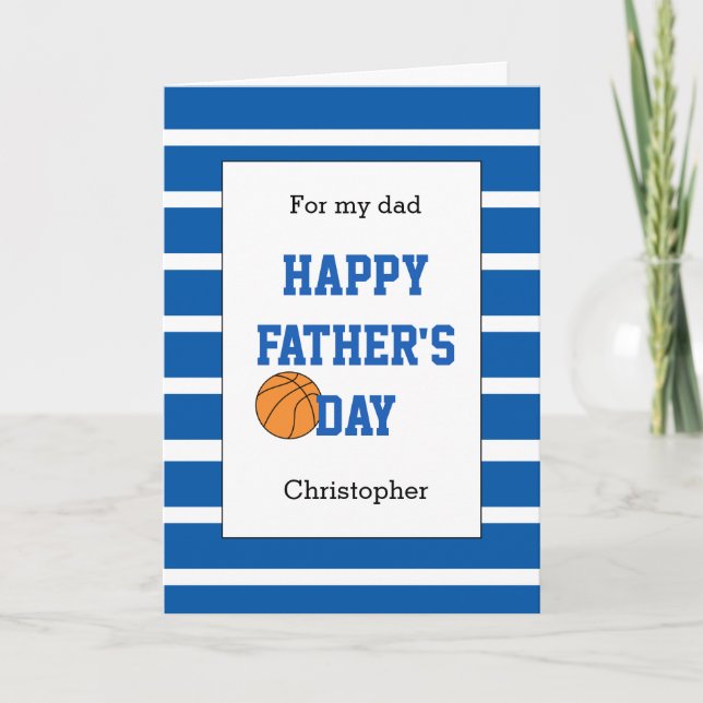 Carte Fête des pères de basket bleu pour papa (Devant)