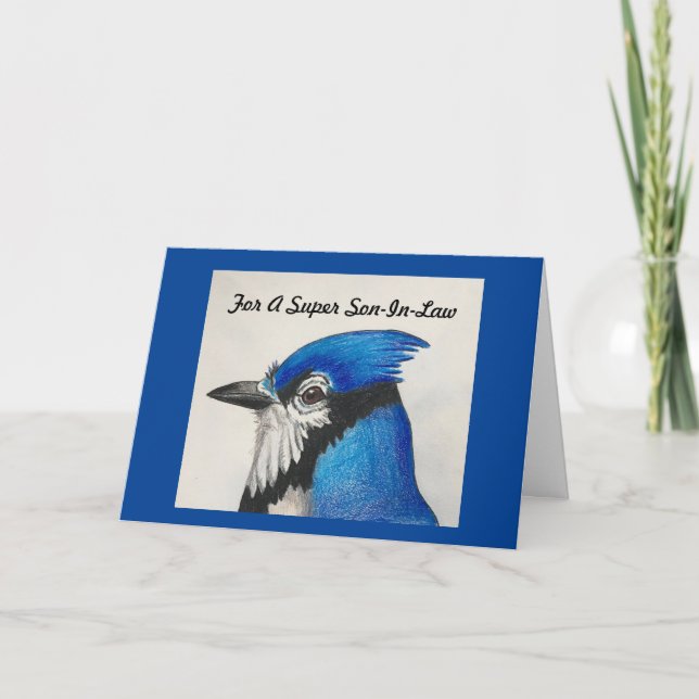 Carte Fête des pères de belle-fille Bleu Jay Nature Bird (Devant)