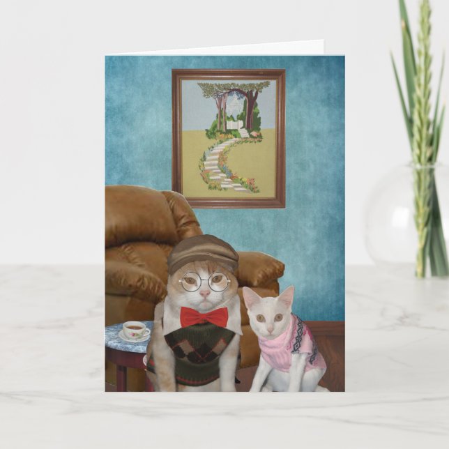 Carte Fête des pères de chats/cerfs-volants (Devant)