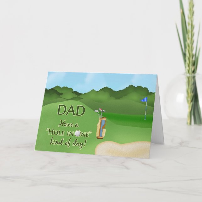 Carte Fête des pères de golf pour papa - Trou en un (Devant)