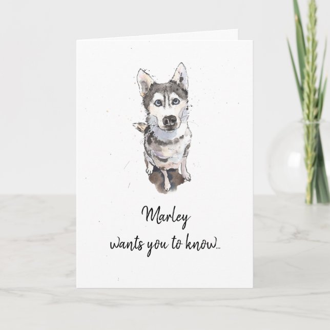Carte Fête des pères de mouchoirs blancs Husky simple et (Devant)