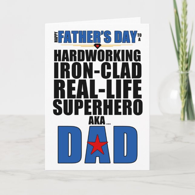 Carte Fête des pères de typographie de papa Superhero (Devant)