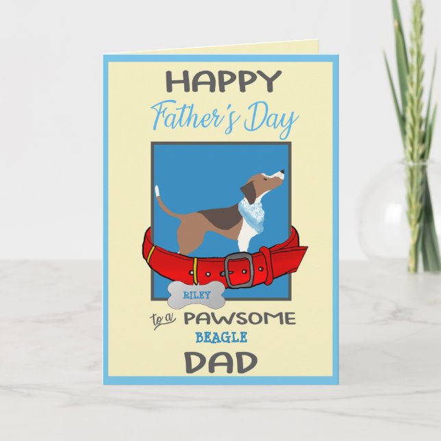 Carte fête des pères de votre chien Beagle (Devant)