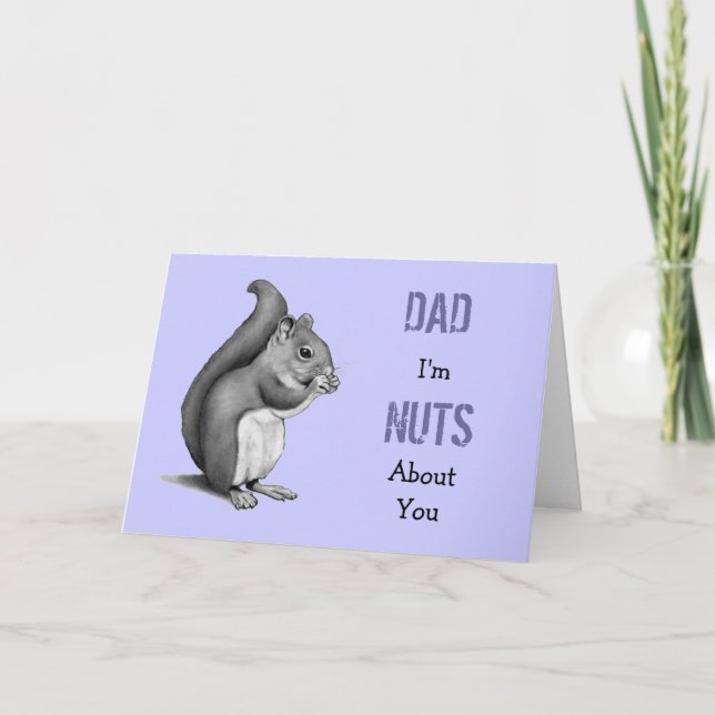 Carte Fête des pères, écrous au sujet de papa, écureuil, (Devant)