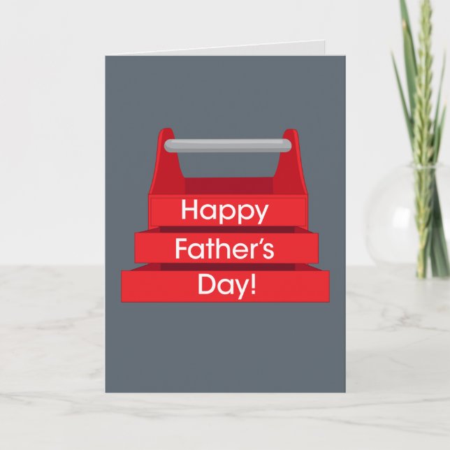 Carte Fête des pères Fun Toolbox rouge et gris (Devant)
