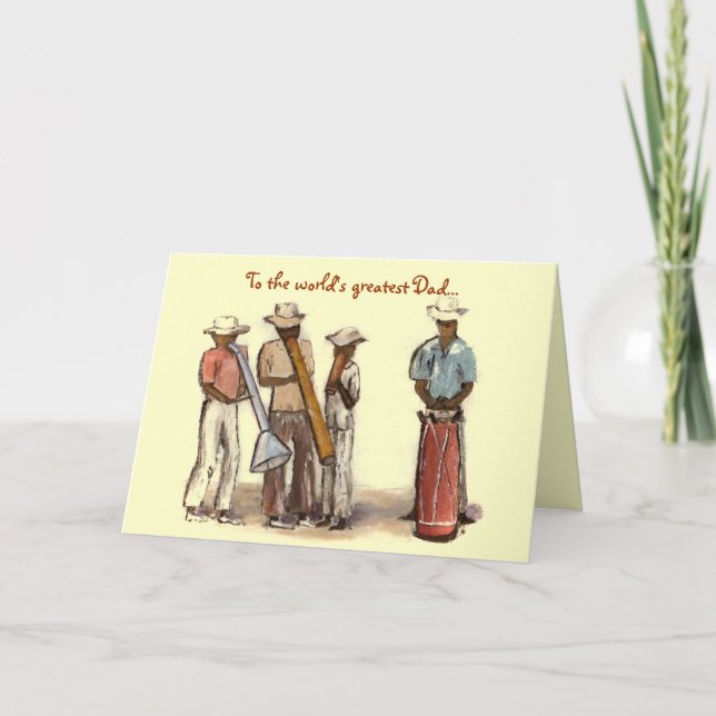 Carte Fête des pères haïtienne de musiciens de rue (Devant)