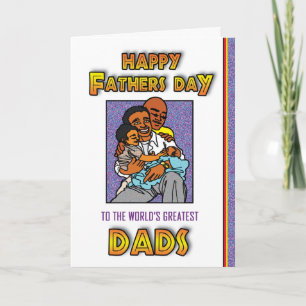 Carte - Fête des pères heureuse - 2 papas gais