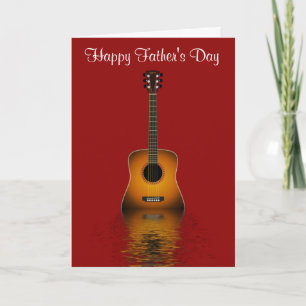 Carte Fête des pères heureuse avec la guitare acoustique