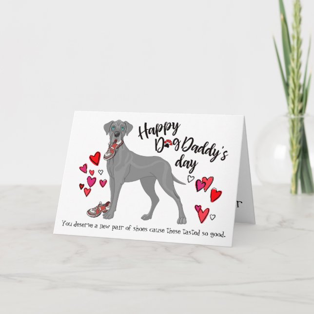 Carte Fête des pères heureuse de votre great dane (Devant)