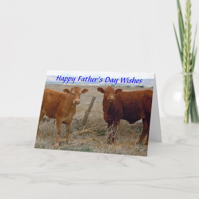 Carte Fête des pères heureuse - Humour animal de vache r (Devant)