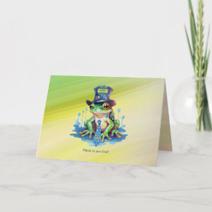 Carte fête des pères "Hoppy" Grenouille Top Chapeau et C