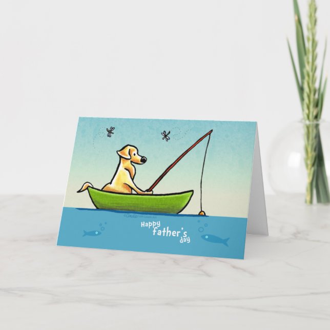 Carte Fête des pères jaune d'Art™ de -Laisse de pêche de (Devant)