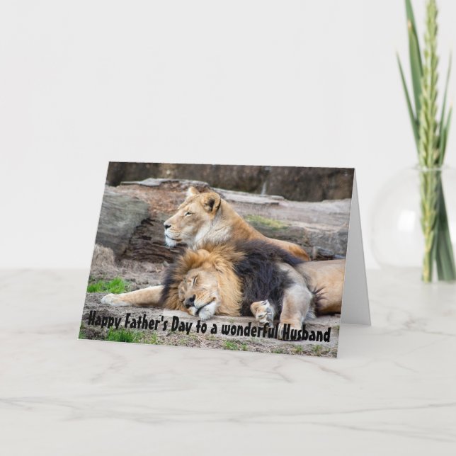 Carte Fête des pères Meilleur Mari Jamais Lion Animal (Devant)