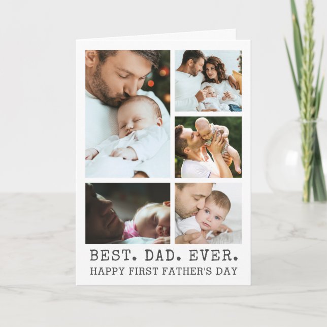 Carte Fête des pères MEILLEUR PAPA JAMAIS 5 Collage phot (Devant)