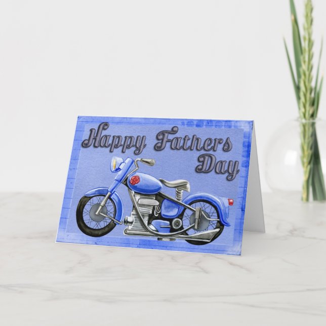 Carte Fête des pères moto bleue (Devant)