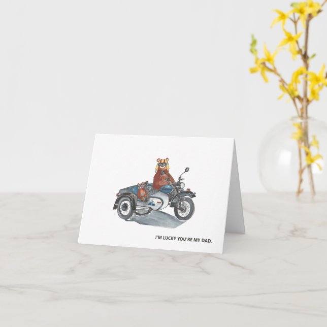 Carte Fête des Pères Moto Side-car (Fleur jaune)