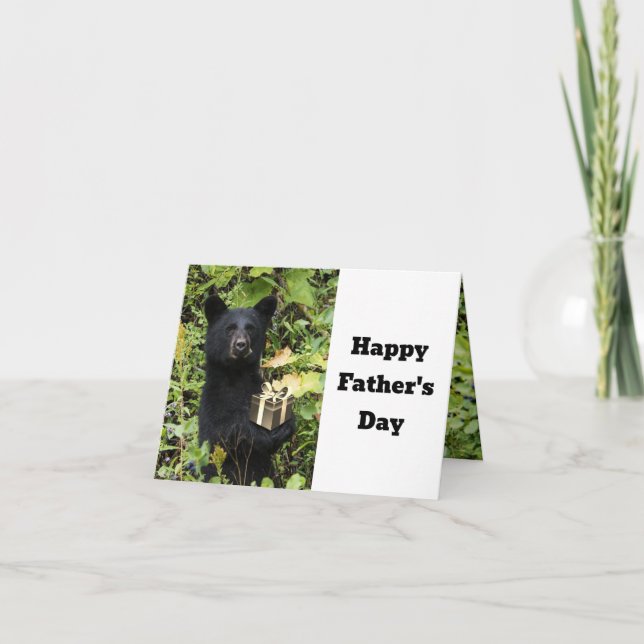 Carte Fête des pères Ours Noir Meilleur papa (Devant)