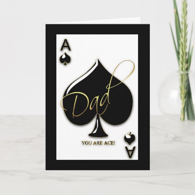 Carte Fête des pères Papa Avec Ace De Pique (Devant)