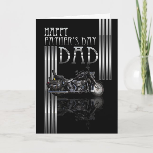 Carte Fête des pères Papa Avec Moto (Devant)