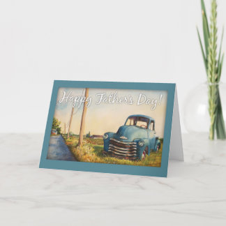 Carte Fête des pères, papa, camion bleu