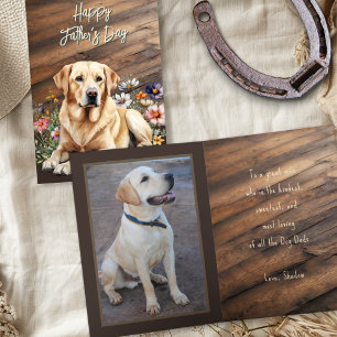 Carte Fête des pères papa chien de laboratoire jaune