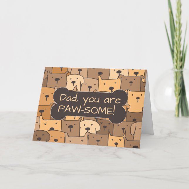 Carte Fête des pères Papa De Nous Tous Chiens Mignons Dr (Devant)