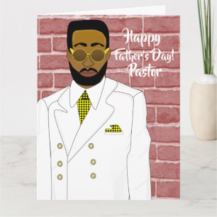 Carte Fête des Pères Pasteur Afro-Américain en Costume