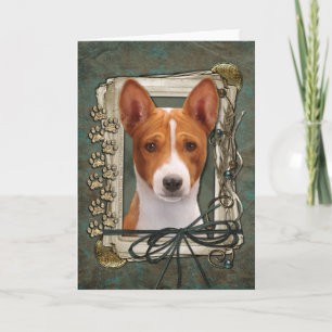 Carte Fête des pères - pattes en pierre - Basenji