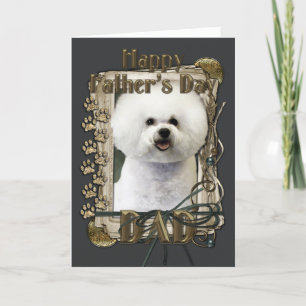 Carte Fête des pères - pattes en pierre - Bichon Frise